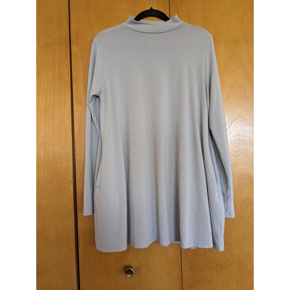 Zenana Premium Womens Mock Neck Long Sleeve Tunic Top with Pockets Blue Large